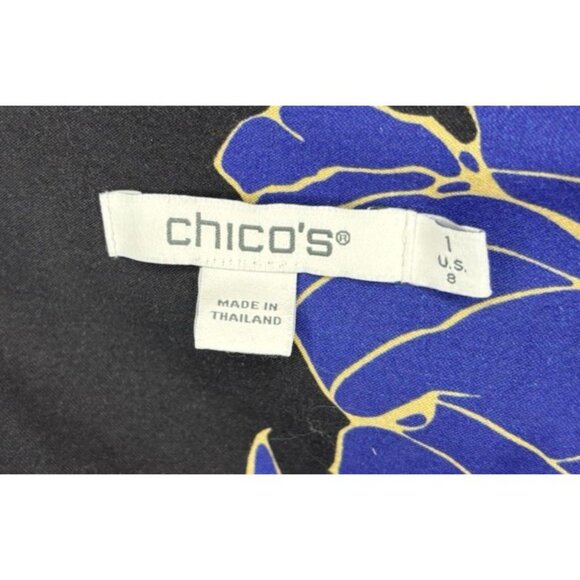 CHICO'S Button Up Tunic Collared Womens 8 (1) Floral Colorful 3/4 Slv - Picture 6 of 6